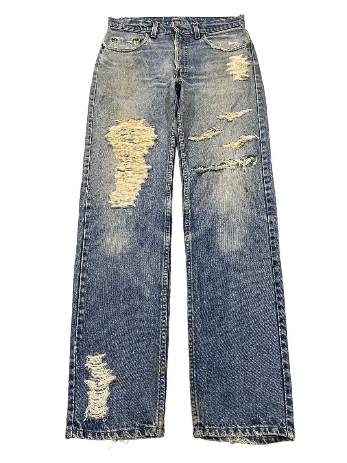 Levi's Vintage Levis 501 Blue Wash Destroyer Distressed Jeans Size US 30 / EU 46 - 1 Thumbnail