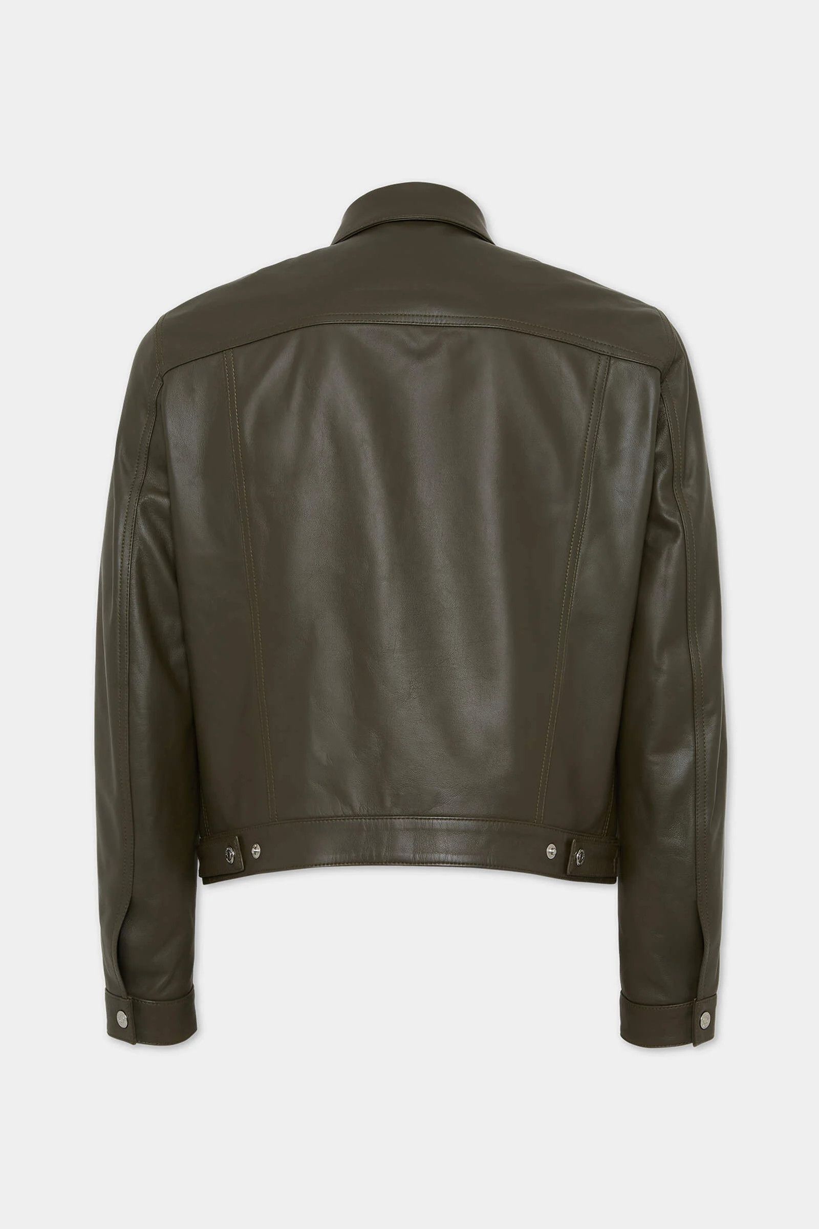 Dsquared2 o1mle0126 Leather Boxy Jean Jacket in Military Green Size US M / EU 48-50 / 2 - 2 Thumbnail