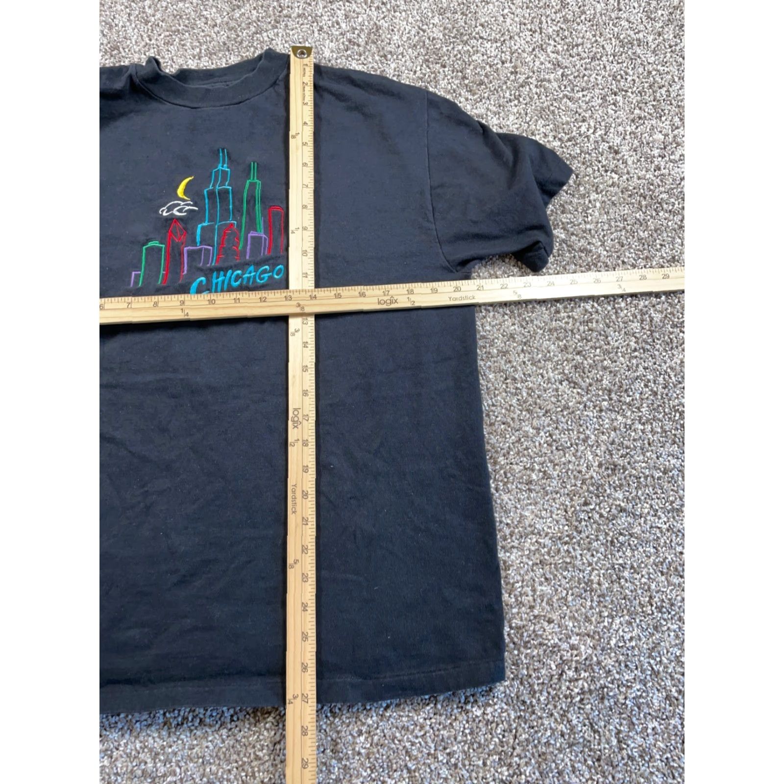 Hanes VTG Hanes Chicago Skyline Embroidered T-Shirt Large Black Single Stitch Size US L / EU 52-54 / 3 - 5 Thumbnail