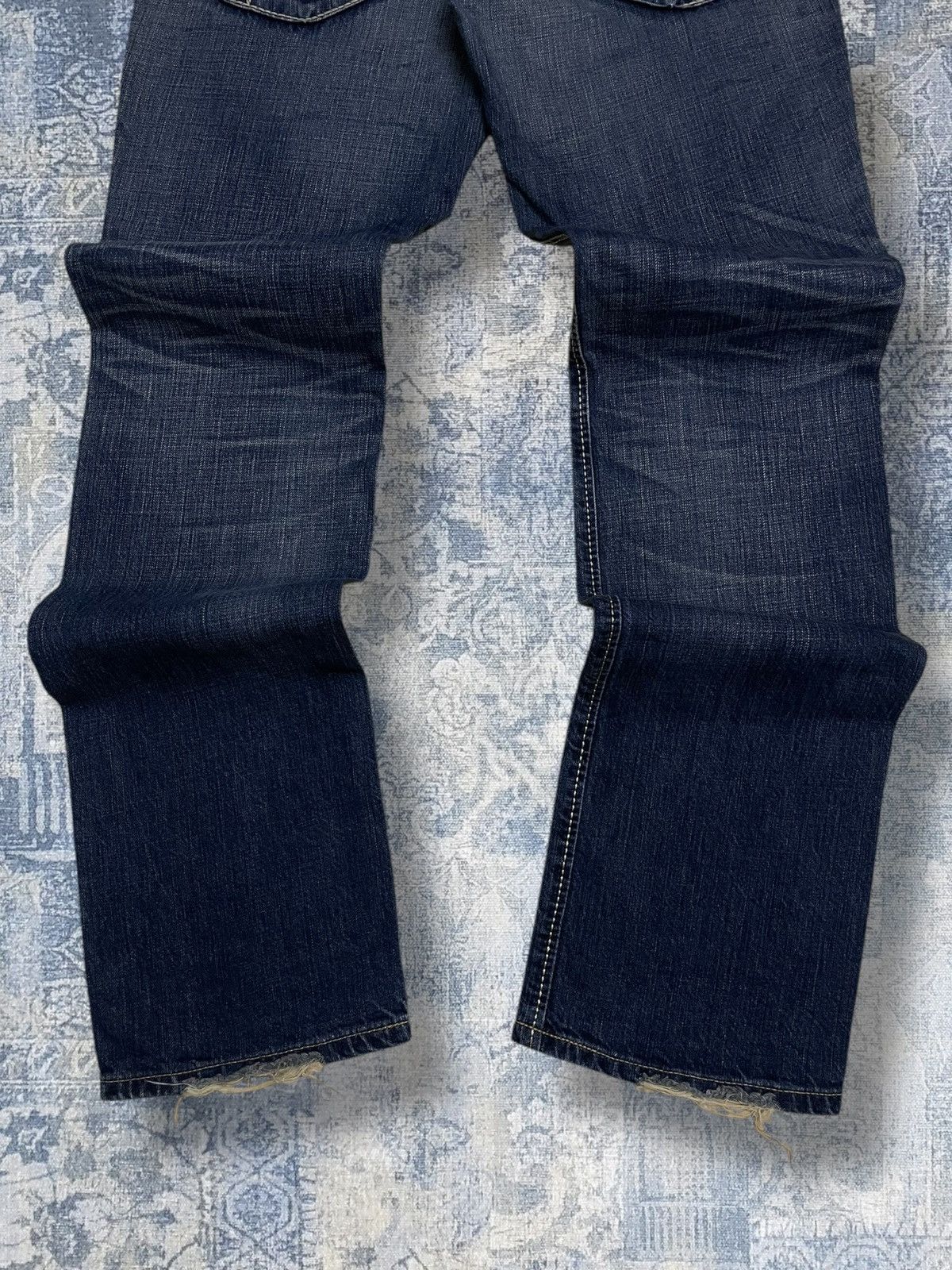 Edwin Vintage 90s Japan Designer Edwin Blue Trip Distressed Denim Size US 32 / EU 48 - 11 Thumbnail