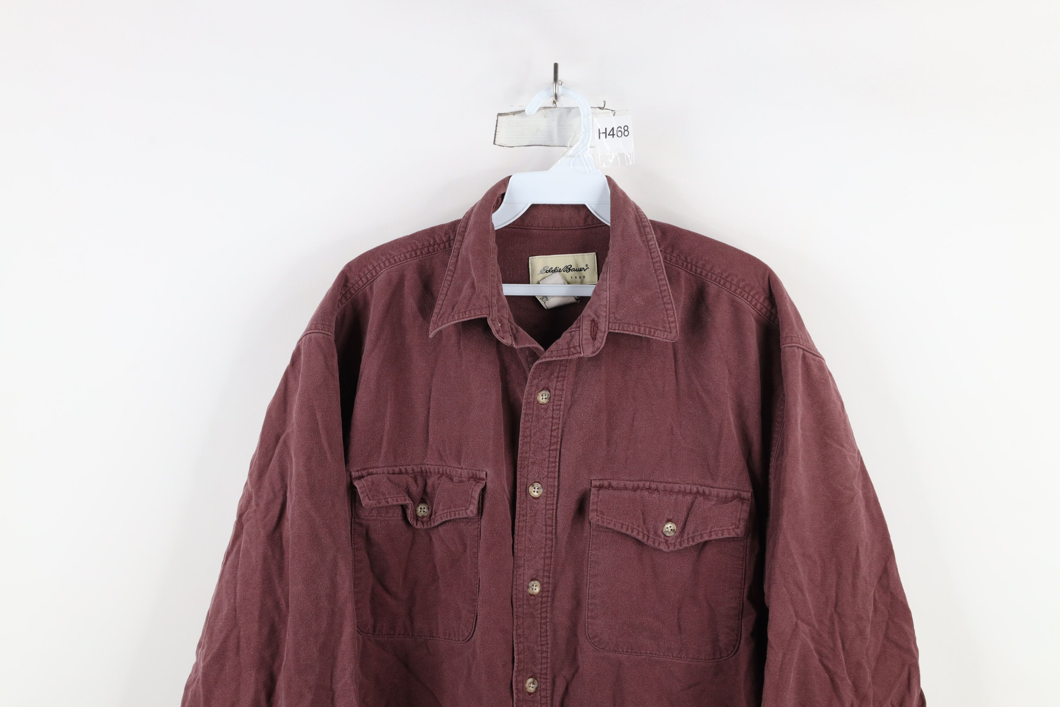 Eddie Bauer × Vintage Vintage 90s Eddie Bauer Chamois Cloth Button Shirt Burgundy Size US M / EU 48-50 / 2 - 2 Thumbnail