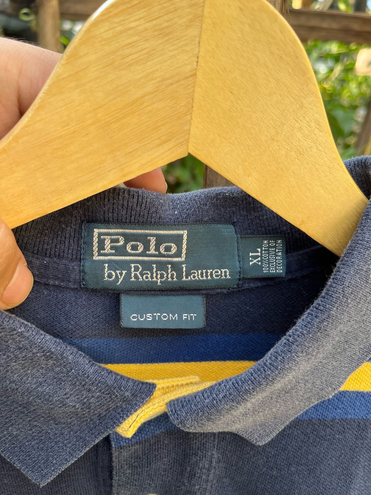 Polo Ralph Lauren × Vintage polo ralph lauren striped navy & yellow polo shirt Size US XL / EU 56 / 4 - 4 Thumbnail