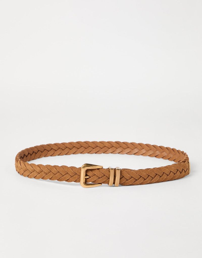 Brunello Cucinelli o1la1rc1a0326 Size:OS / Reversed Calfskin Braided Belt Brown Size ONE SIZE - 1 Thumbnail