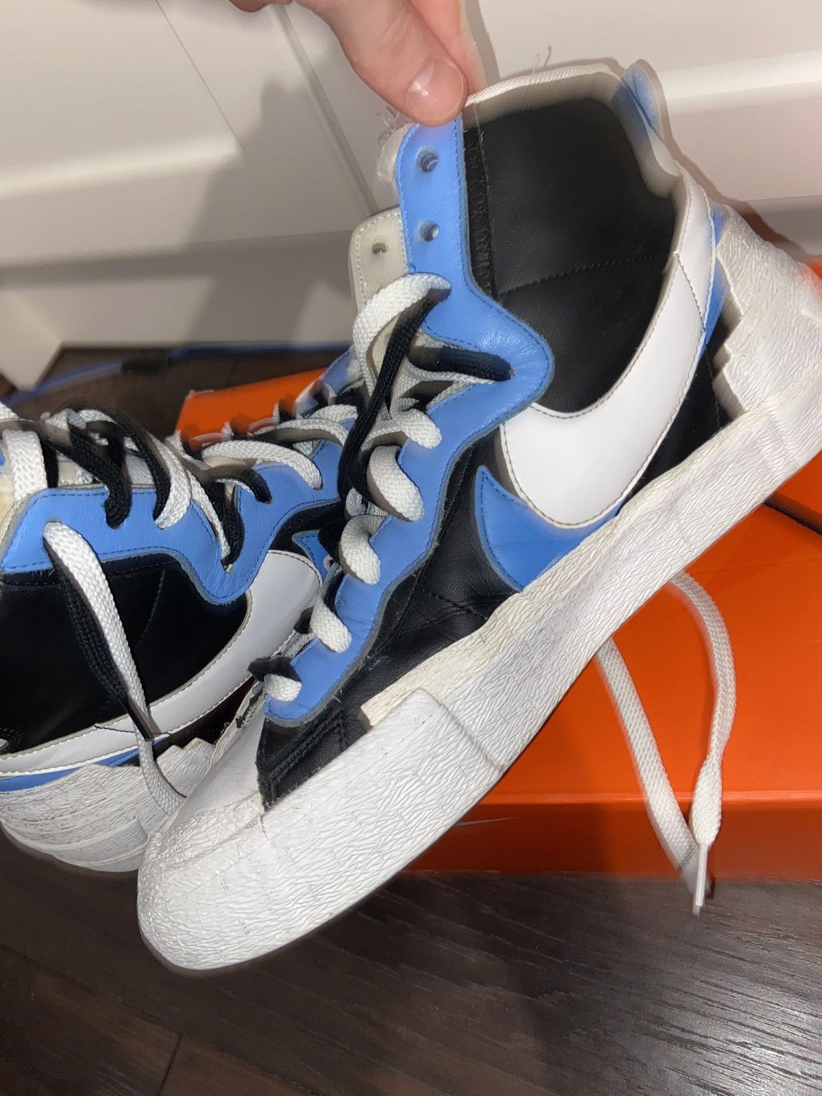 Nike × Sacai Nike x Sacai Blazer Mid White/Black/Legend Blue Size US 12 / EU 45 - 8 Thumbnail