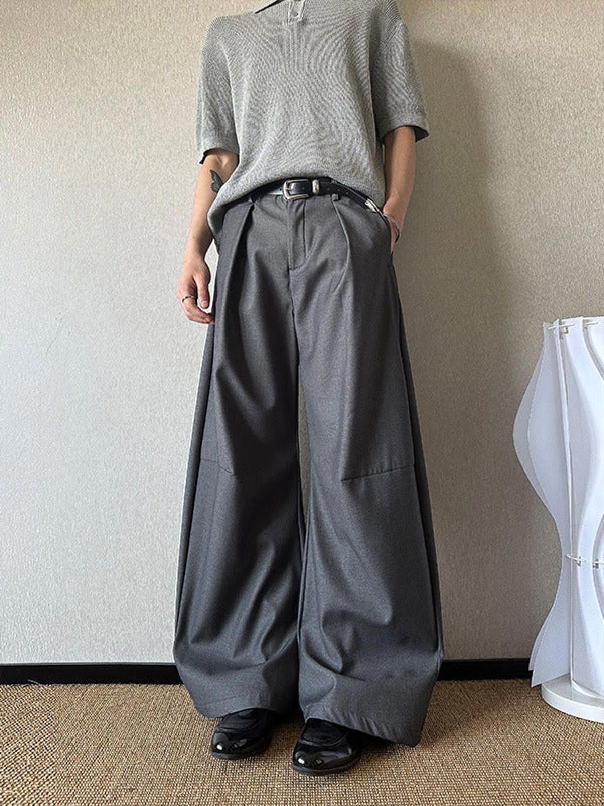 Other Gray Wide Leg Casual Pants, Relaxed Fit Trousers Size US 32 / EU 48 - 4 Thumbnail
