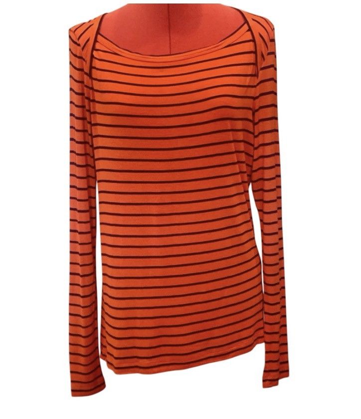 Other QMack Orange & Black Striped Top Women’s Large Stretch Size L / US 10 / IT 46 - 1 Thumbnail