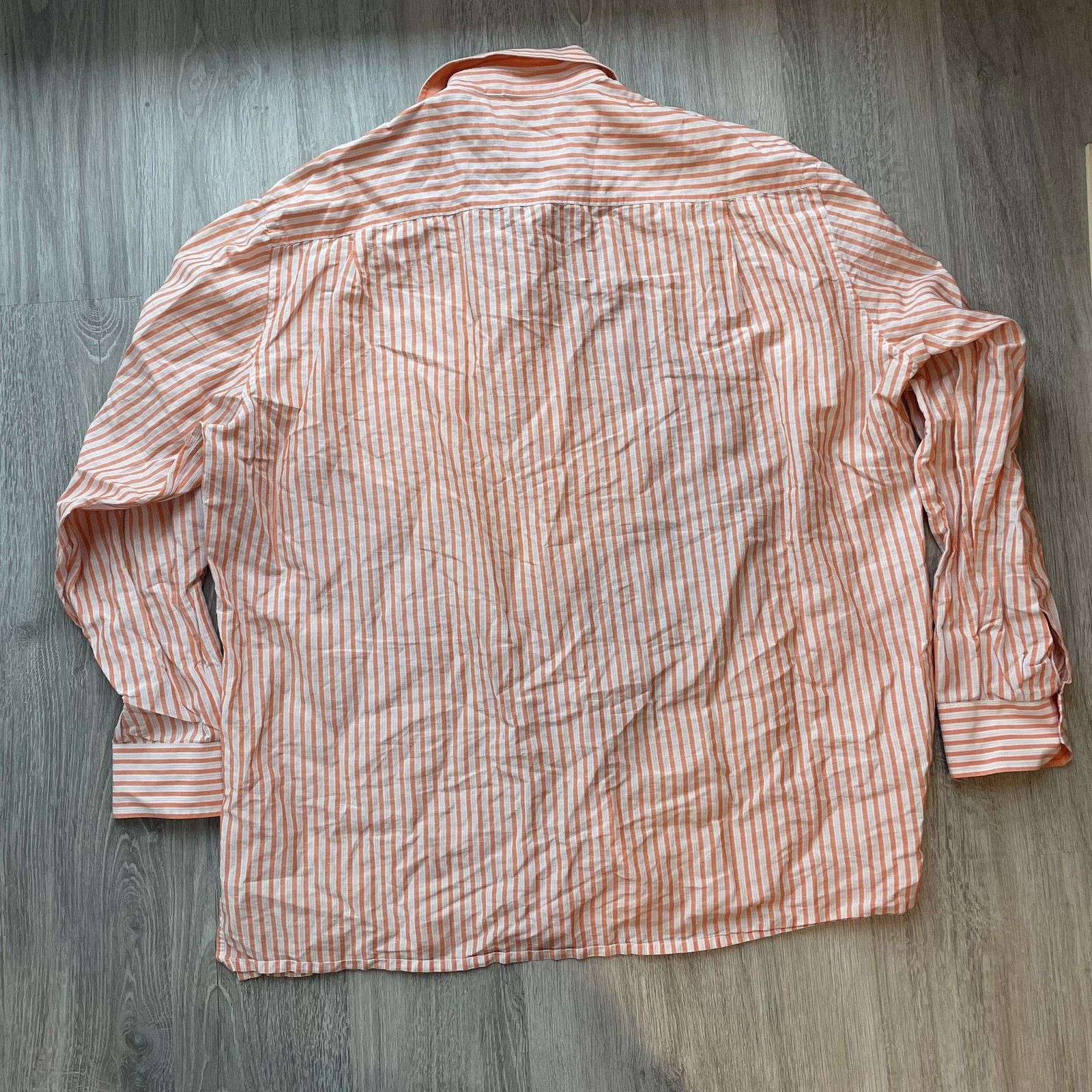 Maus & Hoffman Maus & Hoffman Men's XL Orange White Striped Linen Cotton Size US XL / EU 56 / 4 - 9 Thumbnail