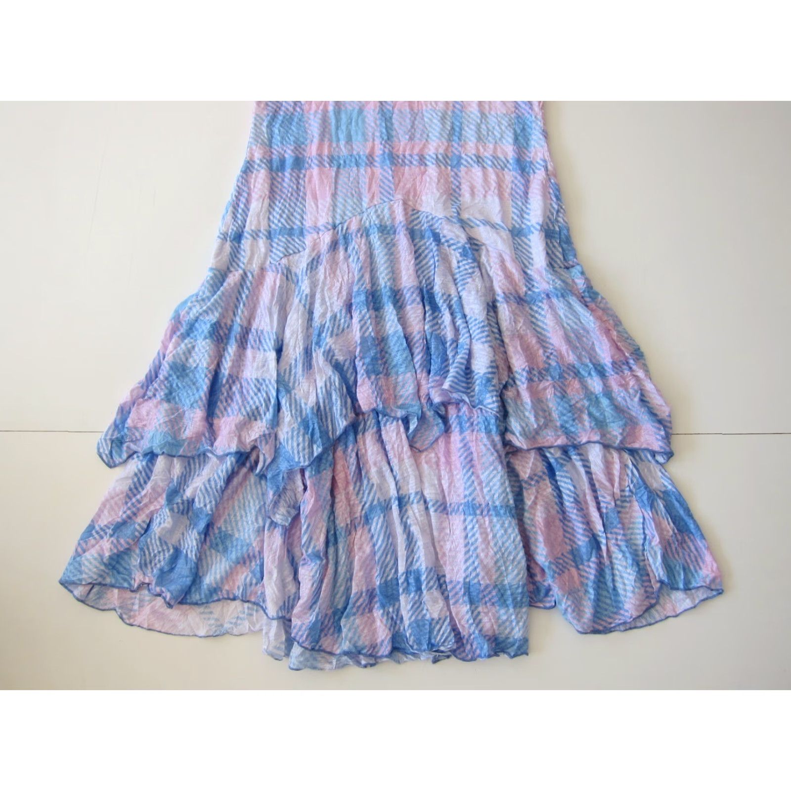 Pinko Carine Pink Blue White Plaid Rayon Striped Layered Tank Dress Women Medium Size M / US 6-8 / IT 42-44 - 7 Thumbnail