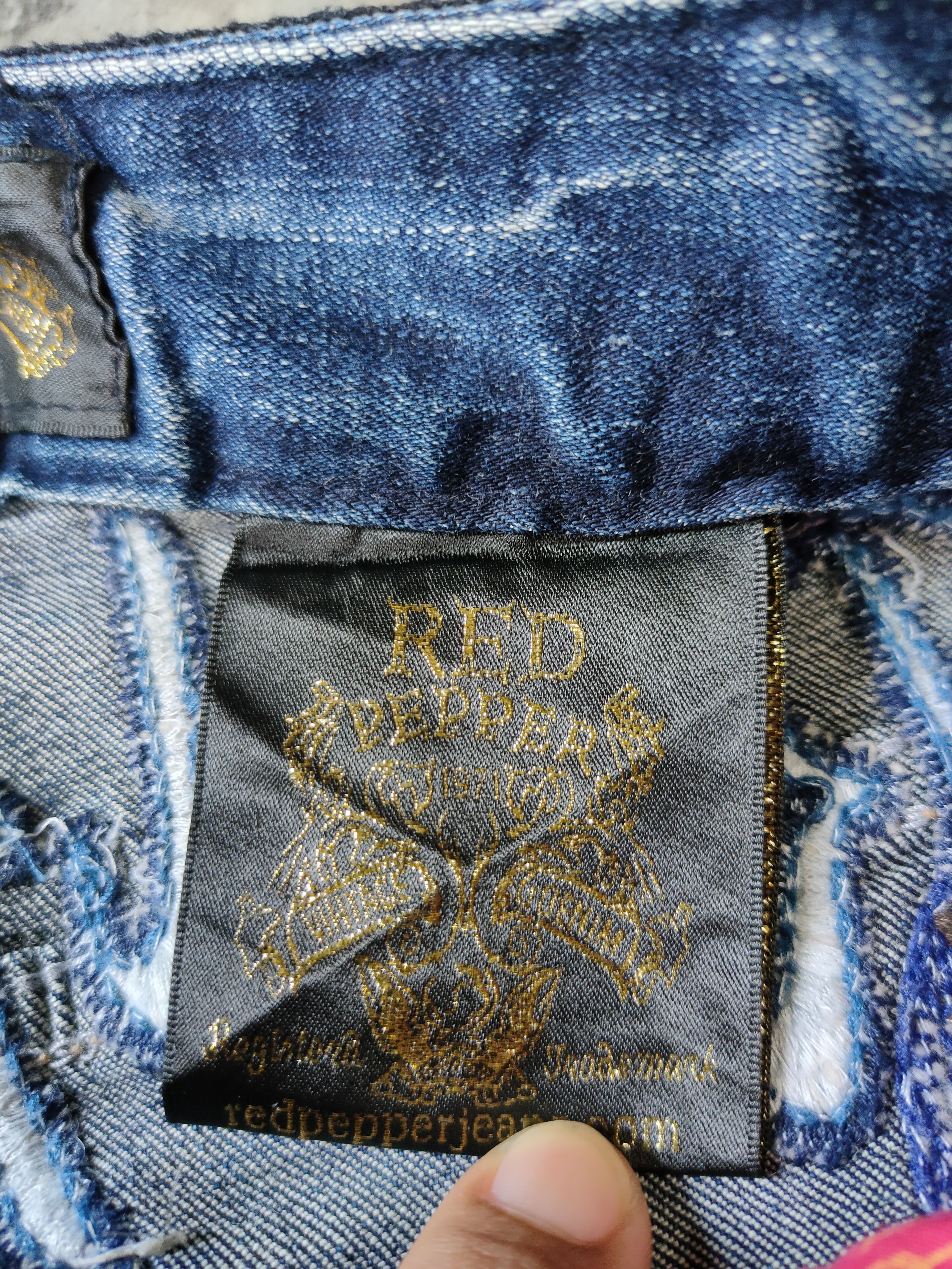 Hysteric Glamour × If Six Was Nine × Le Grande Bleu (L.G.B.) Red Pepper Butterfly Embordired Jeans Size 29" - 14 Thumbnail