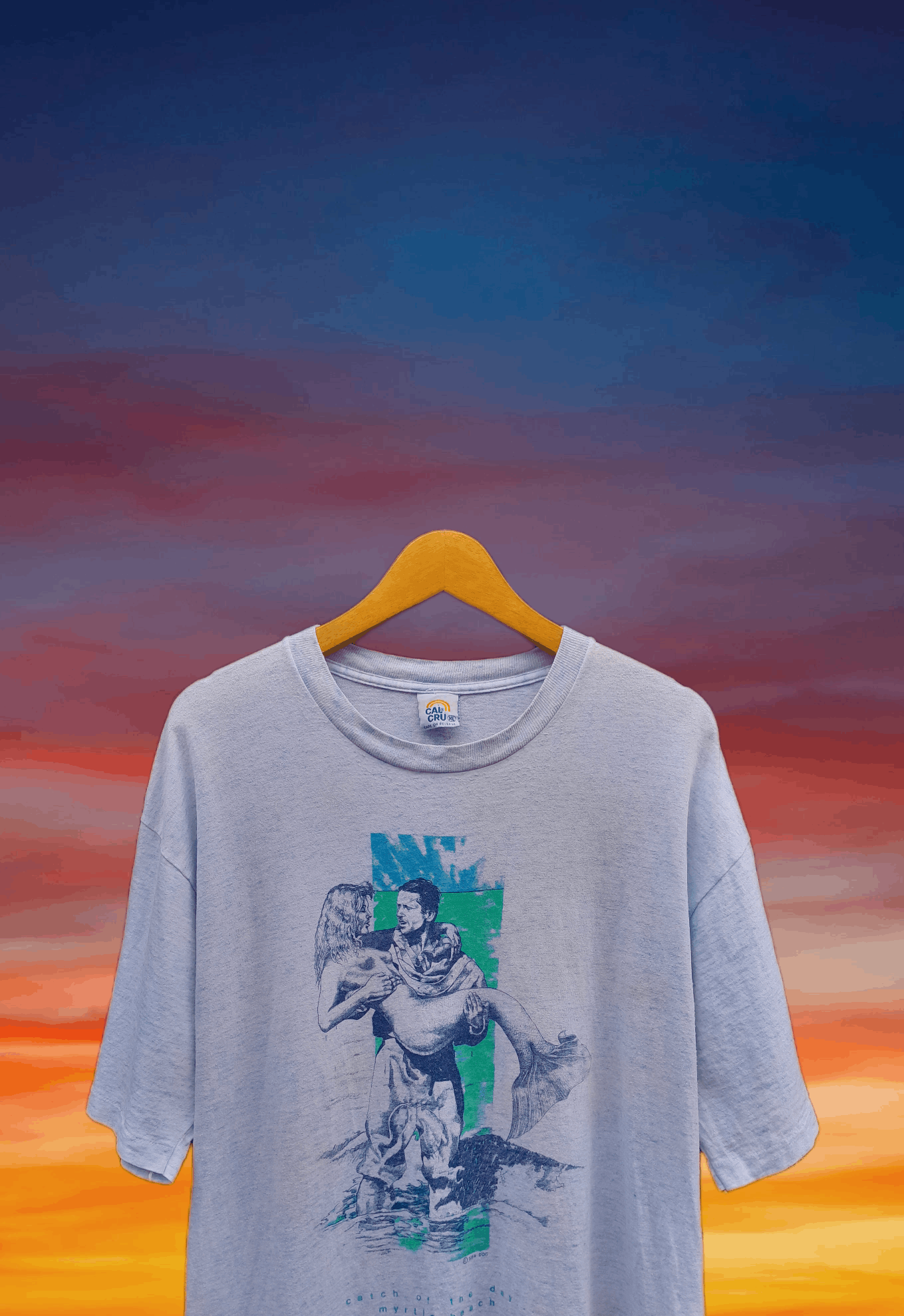 Vintage Vintage Sea Dog Mermaid and fisherman art t-shirt Size US XL / EU 56 / 4 - 2 Thumbnail