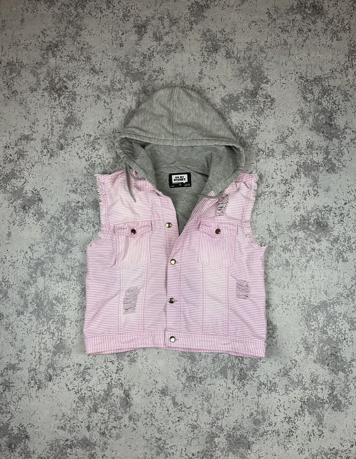 Vintage Disney Hooded Sleeveless Denim Vest Y2K Distressed Size US M / EU 48-50 / 2 - 1 Thumbnail