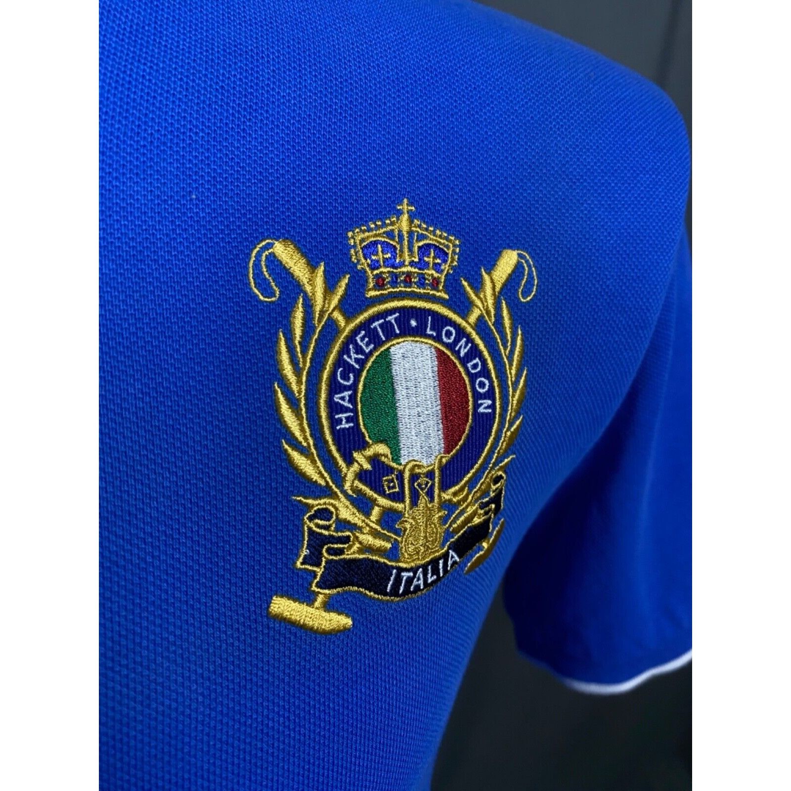 Hackett Hackett "Italia" Big Logo Men's Blue Polo T-Shirt Size M Size US M / EU 48-50 / 2 - 8 Thumbnail