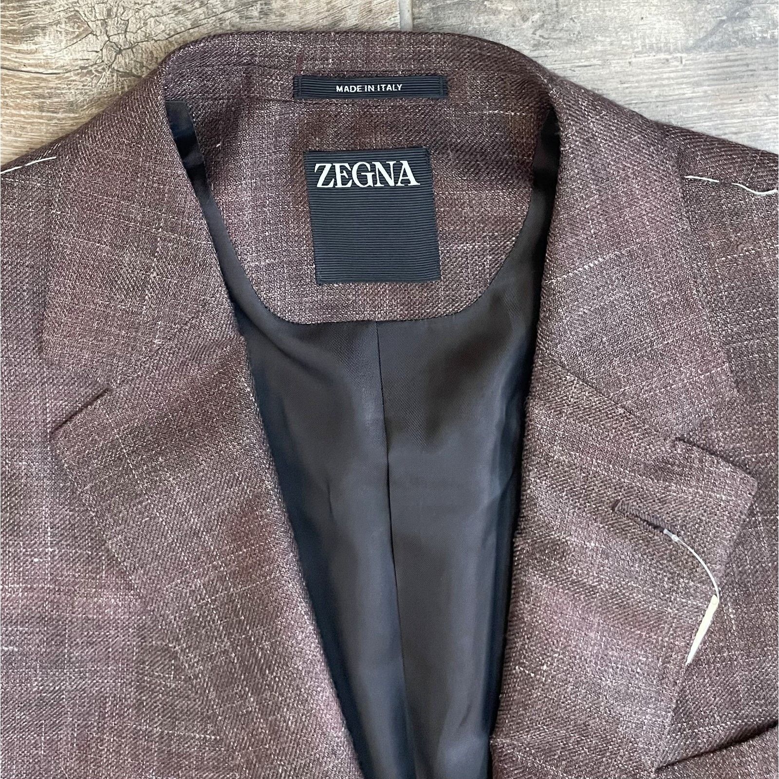 Ermenegildo Zegna $4,495 NWT ZEGNA Wine Cashmere Blend Blazer Luxury 52(42)L Size 42L - 4 Thumbnail