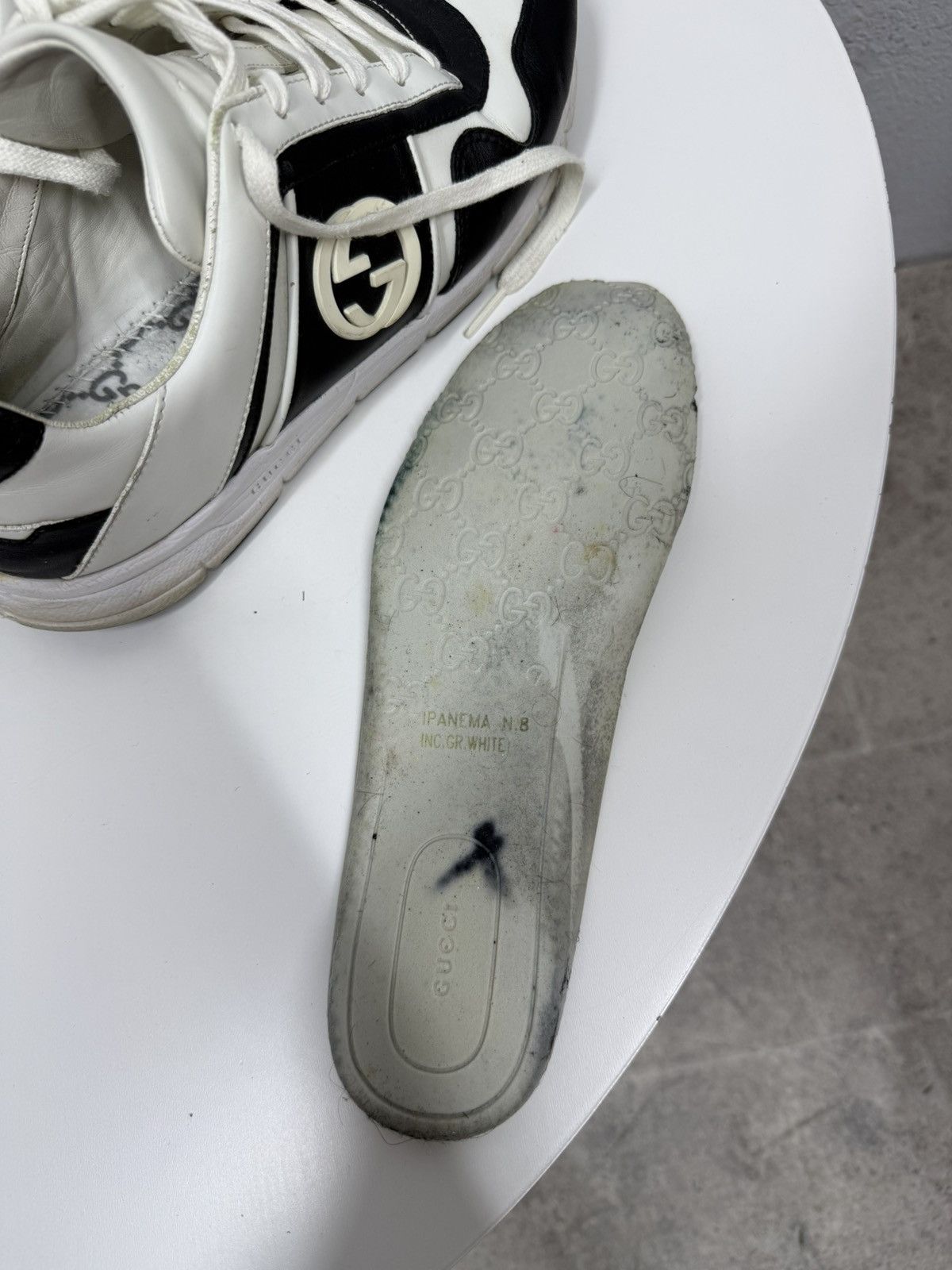 Gucci GUCCI Black White GG Logo Sneakers Shoes Low Top Leather Size US 8 / EU 41 - 16 Thumbnail