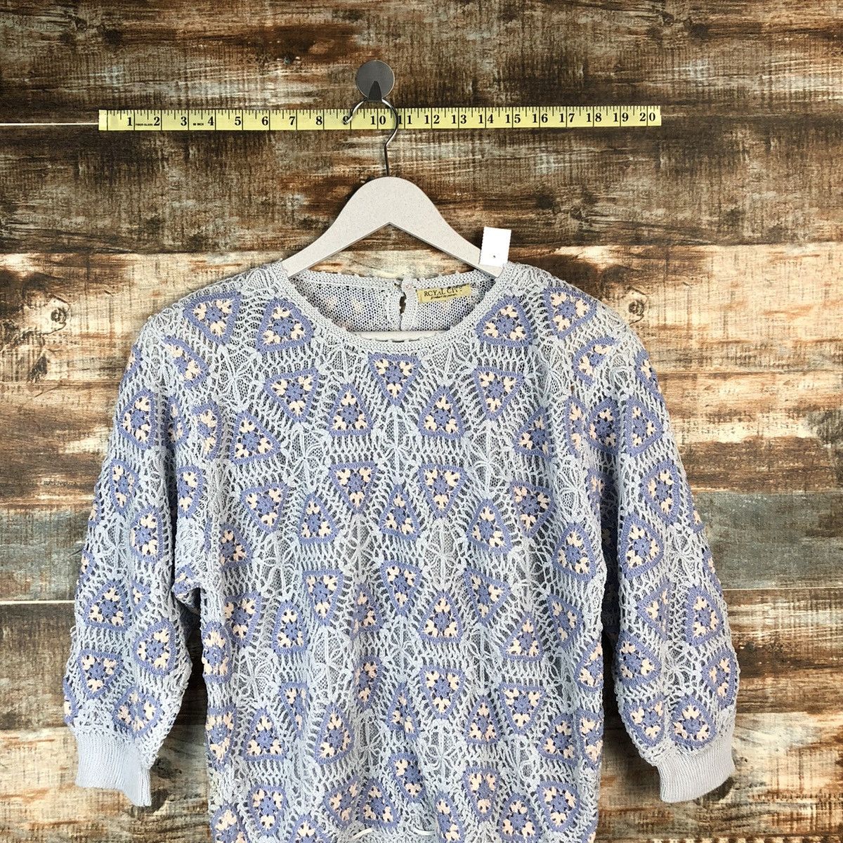 Homespun Knitwear × Japanese Brand Royal Ciny crochet meshnet vintage Blue Knitwear #A1374 Size M / US 6-8 / IT 42-44 - 2 Thumbnail