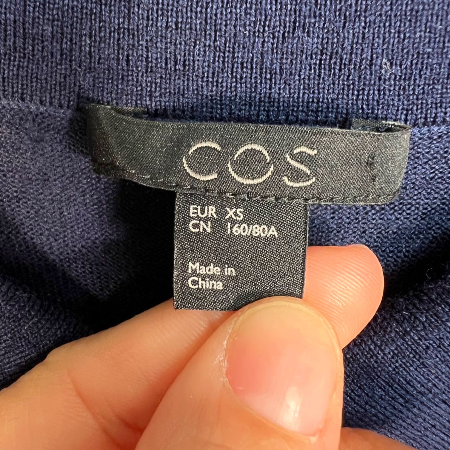 Cos COS Shirt Dress Womens XS Navy Blue Button Down Wool & Silk Blend Long Sleeve Casual Knee Length Size XS / US 0-2 / IT 36-38 - 3 Thumbnail