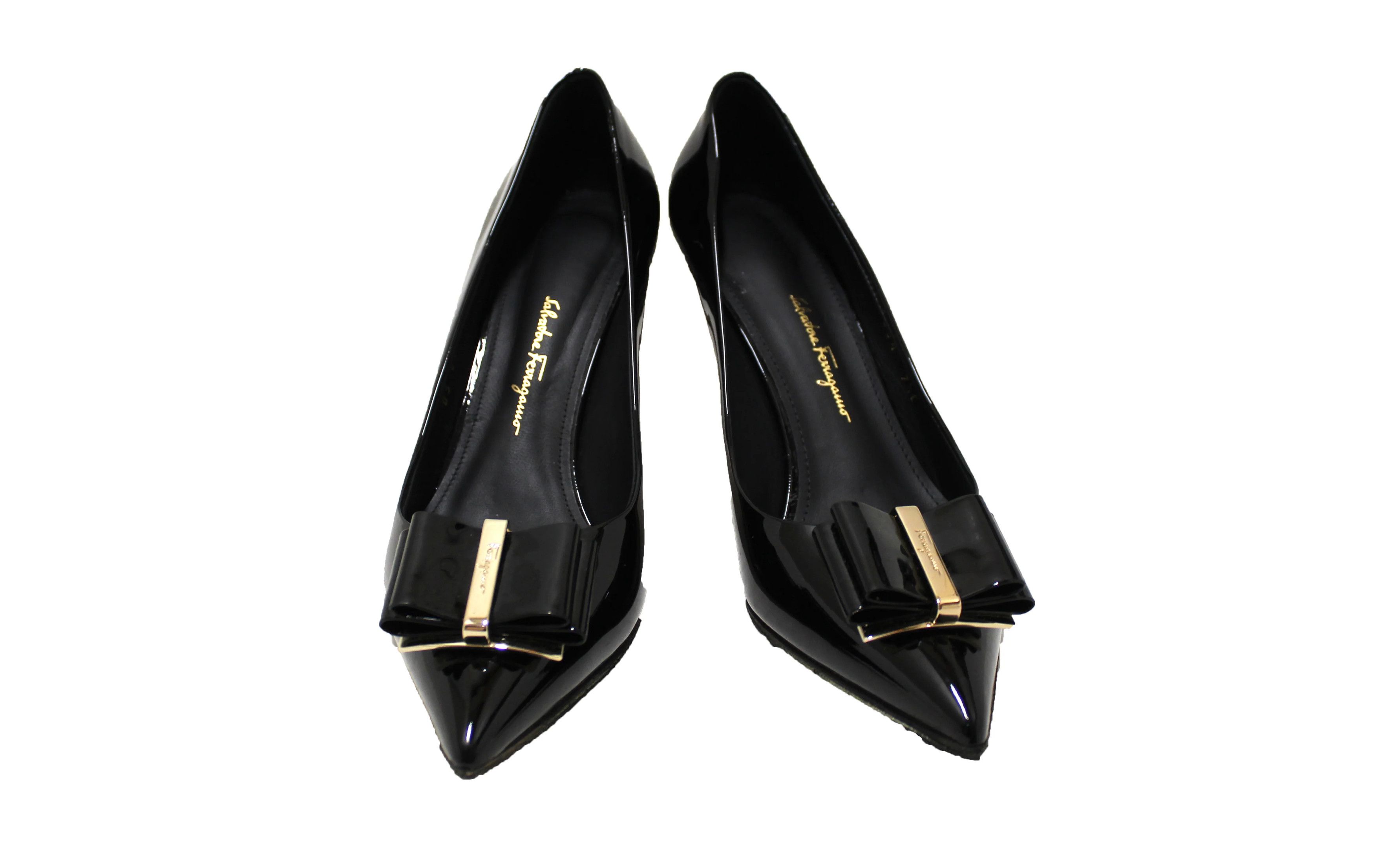 Salvatore Ferragamo o1s1rm0924 Zeri Vara Bow Pumps in Black Size US 5.5 / IT 35.5 - 3 Thumbnail
