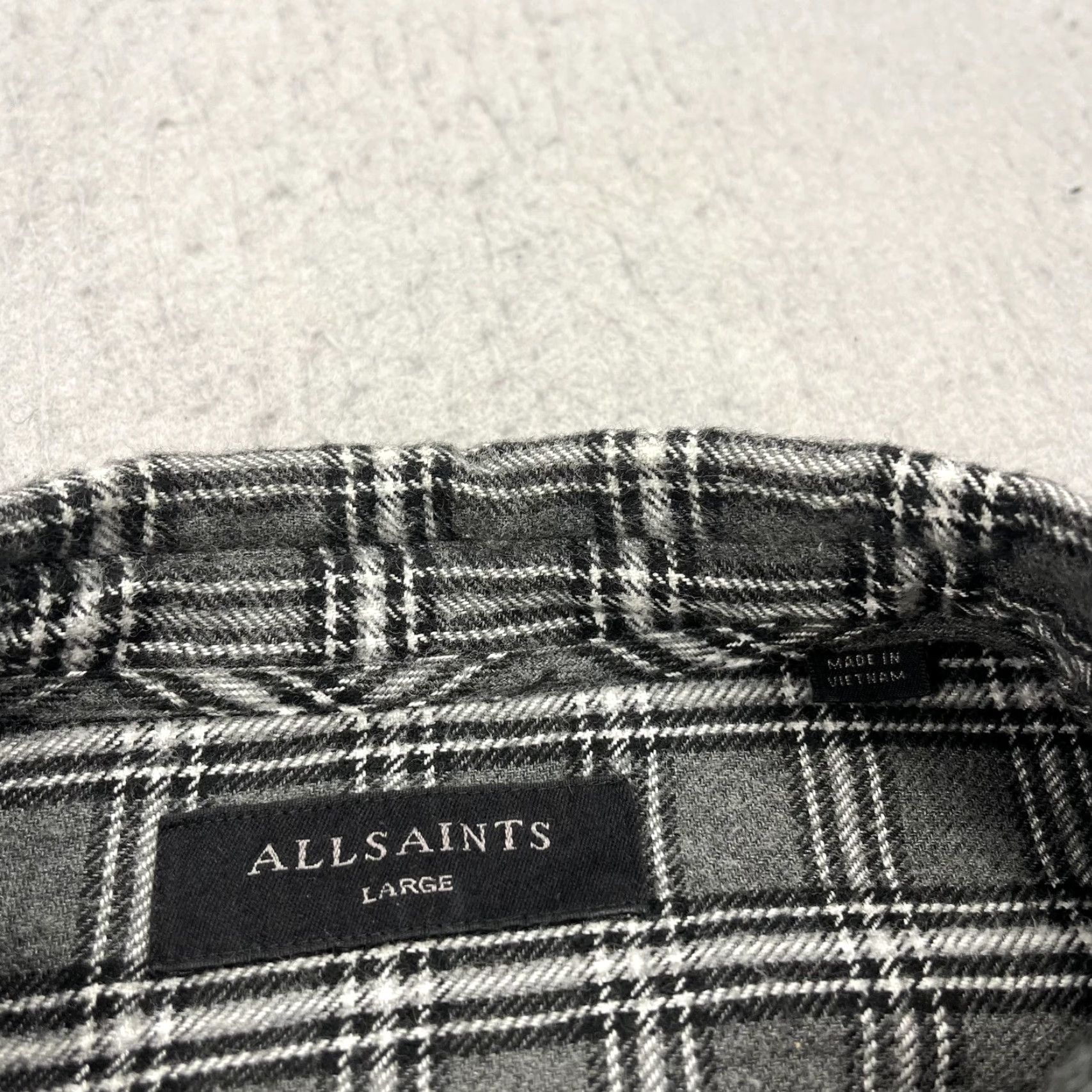 Allsaints AllSaints Shirt Mens L Gray Plaid Amos Long Sleeve Flannel Button Cotton Size US L / EU 52-54 / 3 - 4 Thumbnail