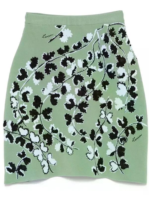 Lanvin o1y0326 Mini Skirt in Sage Green/Black Size 28" / US 6 / IT 42 - 1 Thumbnail