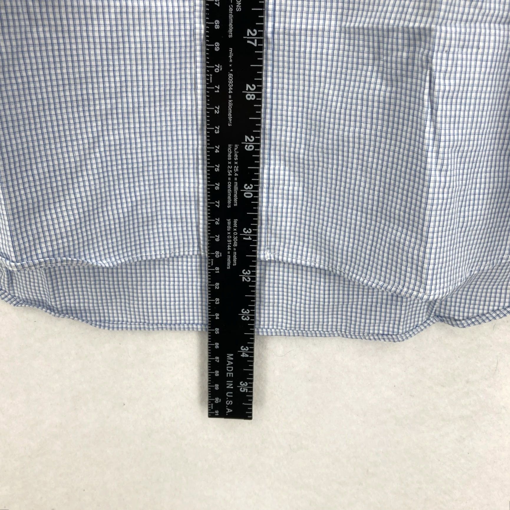 Van Heusen Van Heusen Shirt Mens 16 34/35 Blue Check Broadcloth Button-Down Dress Cotton Shirt Mens Size 42R - 7 Thumbnail