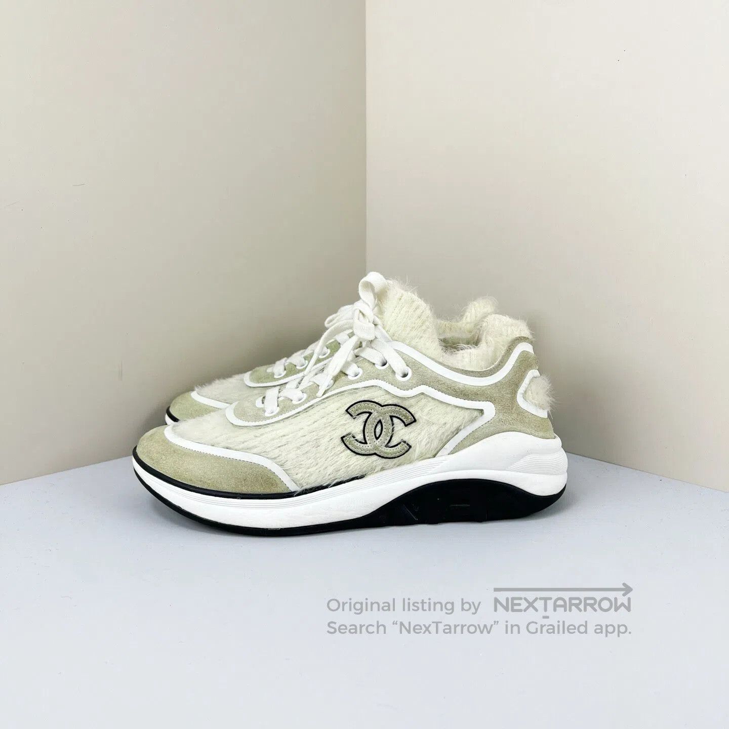 Chanel Chanel Beige Chanel Knit CC Logo Sneakers| Size US 7 / IT 37 - 1 Thumbnail