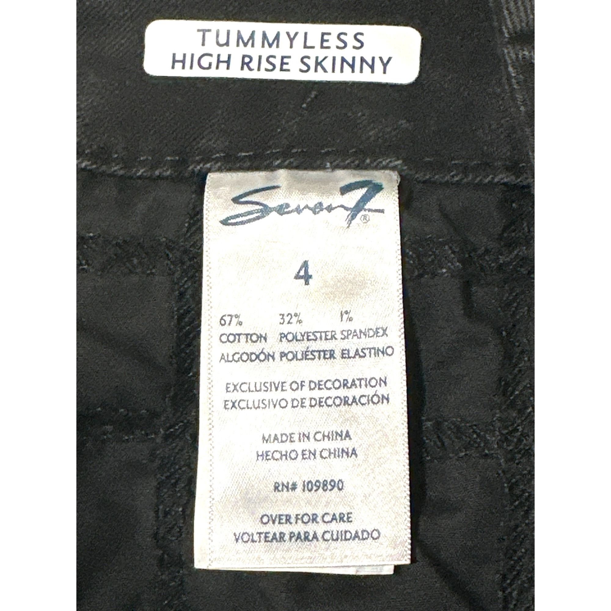Seven 7 Seven7 Womens Black Tummyless High Rise Skinny Jeans Size 4 Size 27" / US 4 / IT 40 - 3 Thumbnail