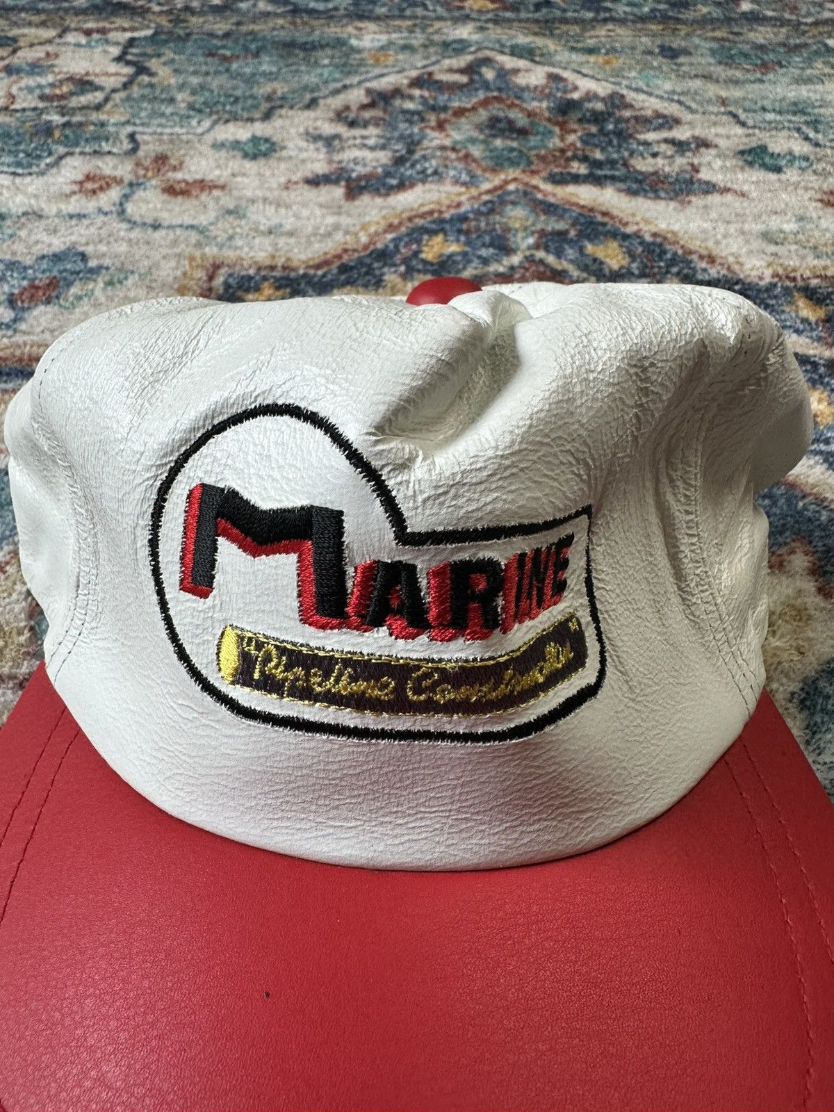Vintage Vintage 80s Marine Construction Leather Baseball Cap Size ONE SIZE - 4 Thumbnail