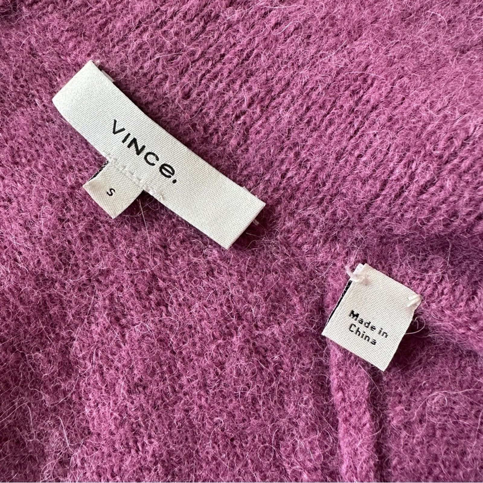 Vince VINCE Brushed V Neck Polo Alpaca & Wool-Blend Sweater Pink S Size S / US 4 / IT 40 - 14 Thumbnail