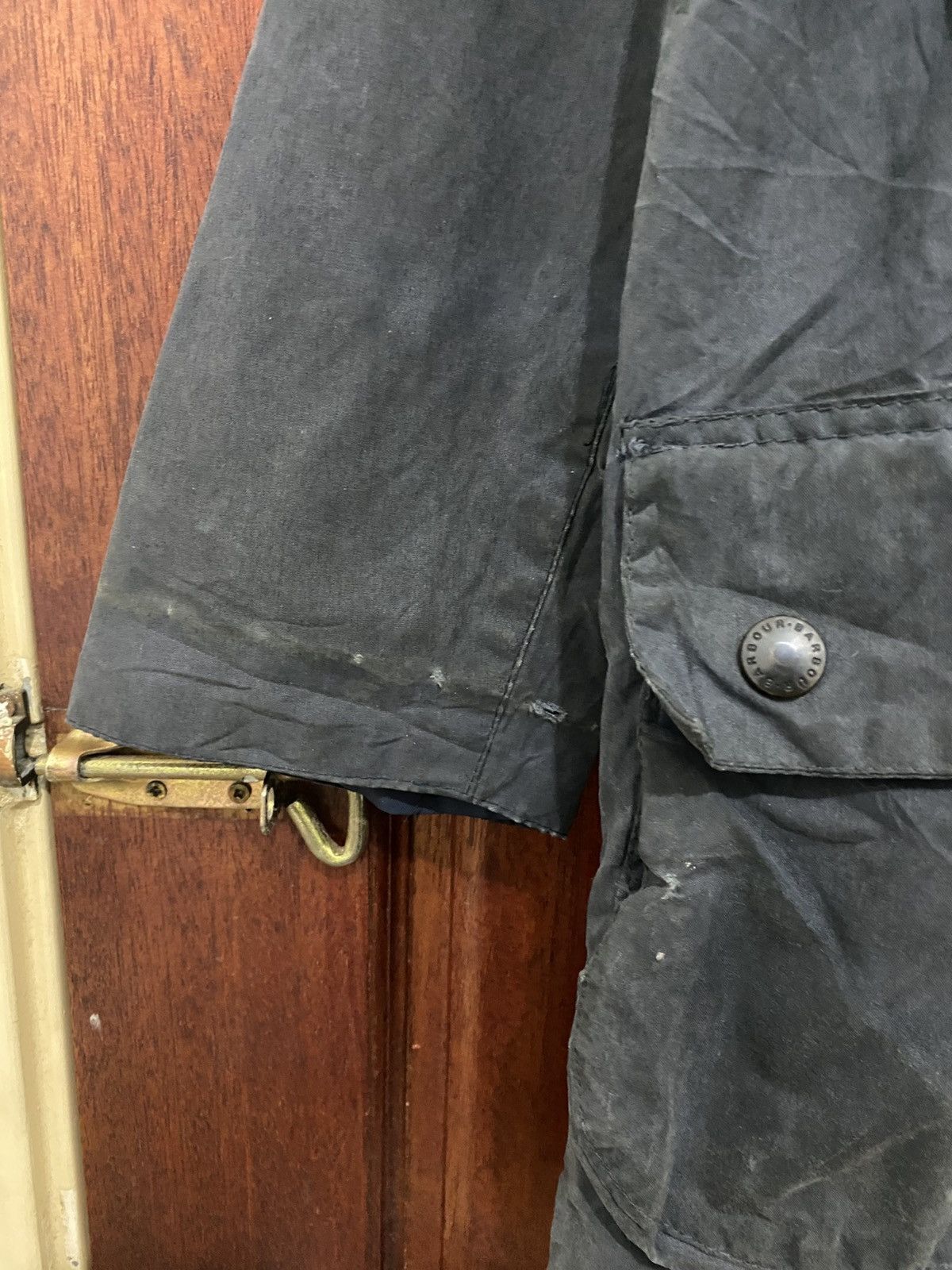 Barbour × Vintage Vintage Barbour Border Waxed Jacket 81cm/32in Hunting Size US S / EU 44-46 / 1 - 9 Thumbnail