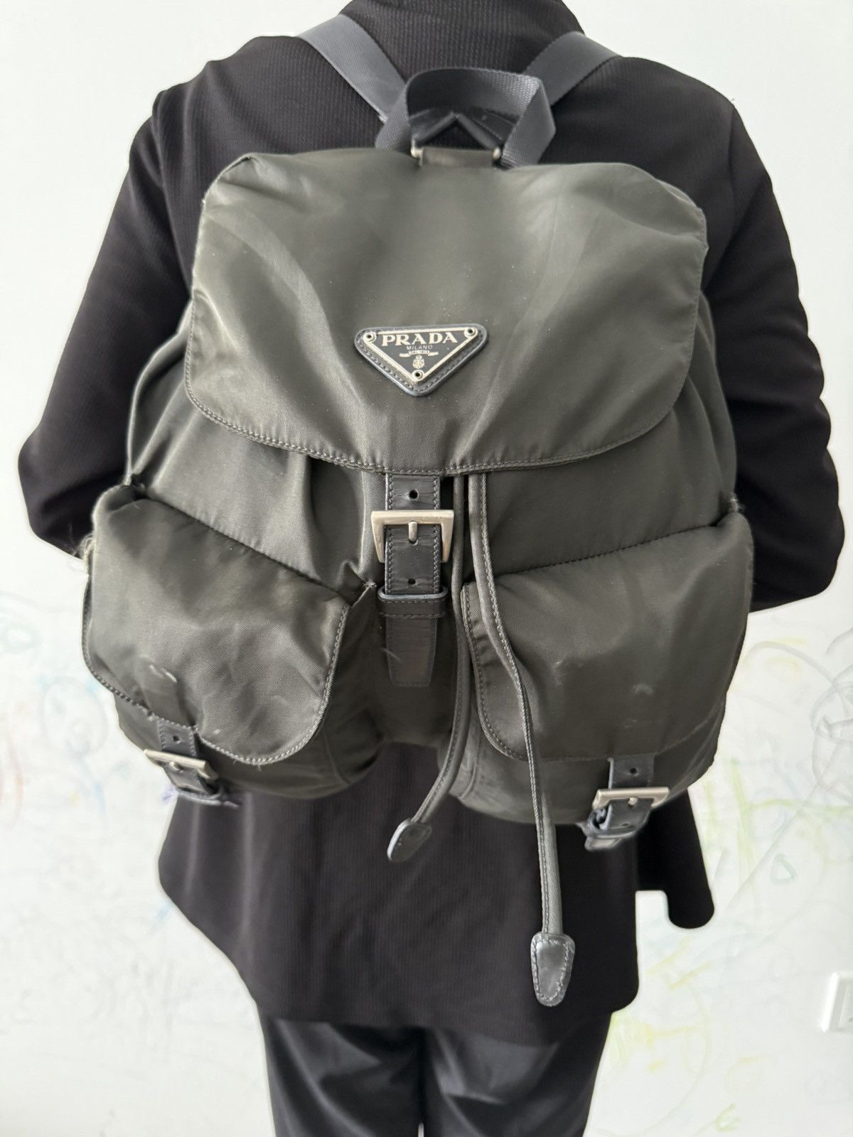 Prada × Vintage Vintage Prada Gray Large Backpack | Grailed