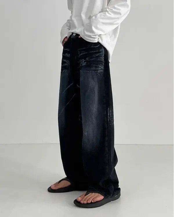 Japanese Brand Hazaki x Aoba High Street Vintage Washed Wide Leg Jeans Size US 32 / EU 48 - 2 Thumbnail