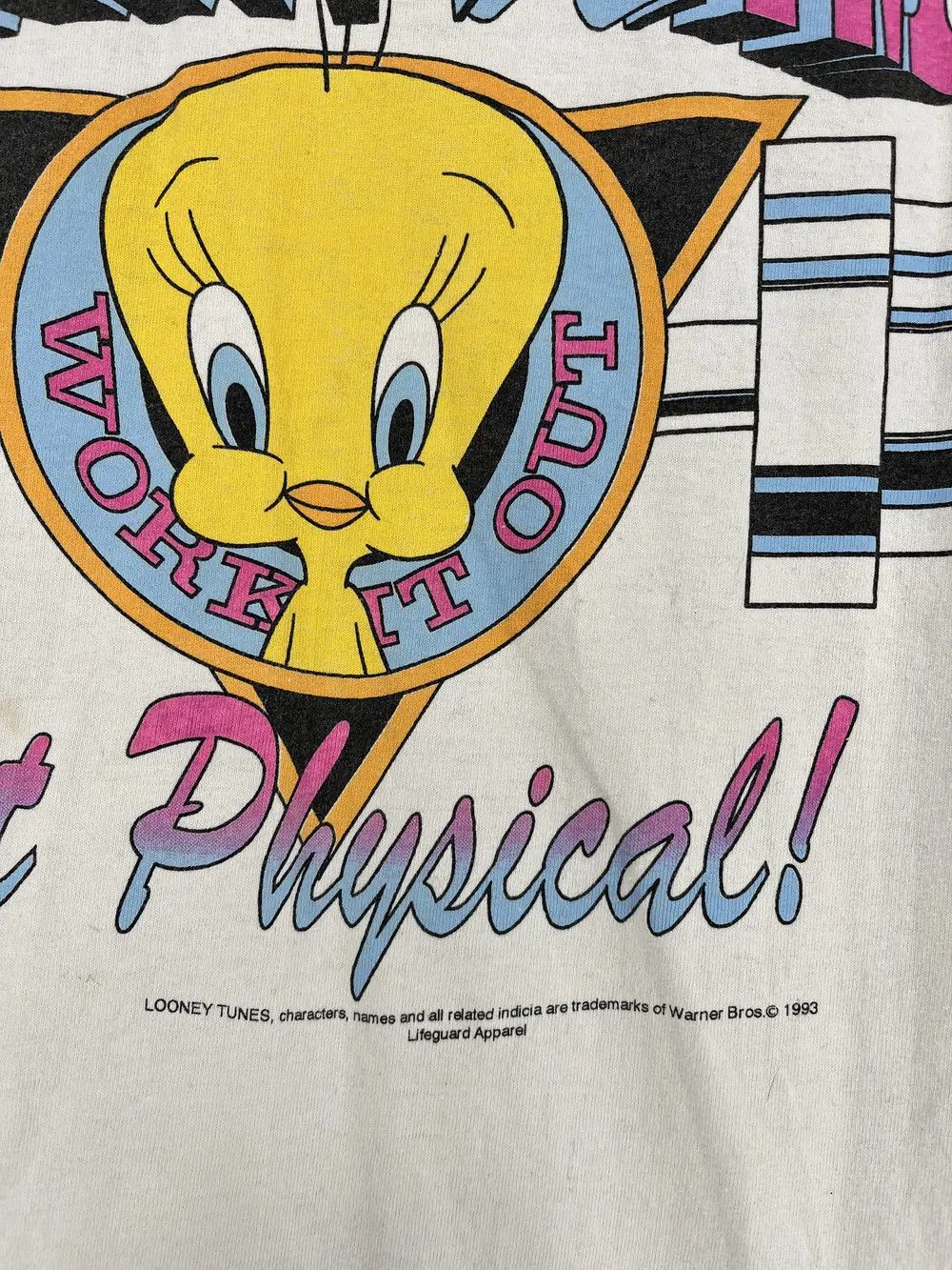 Warner Bros Vtg 1993 Tweety’s Gym Looney Tunes Workout Theme Mens TShirt Size US L / EU 52-54 / 3 - 11 Thumbnail