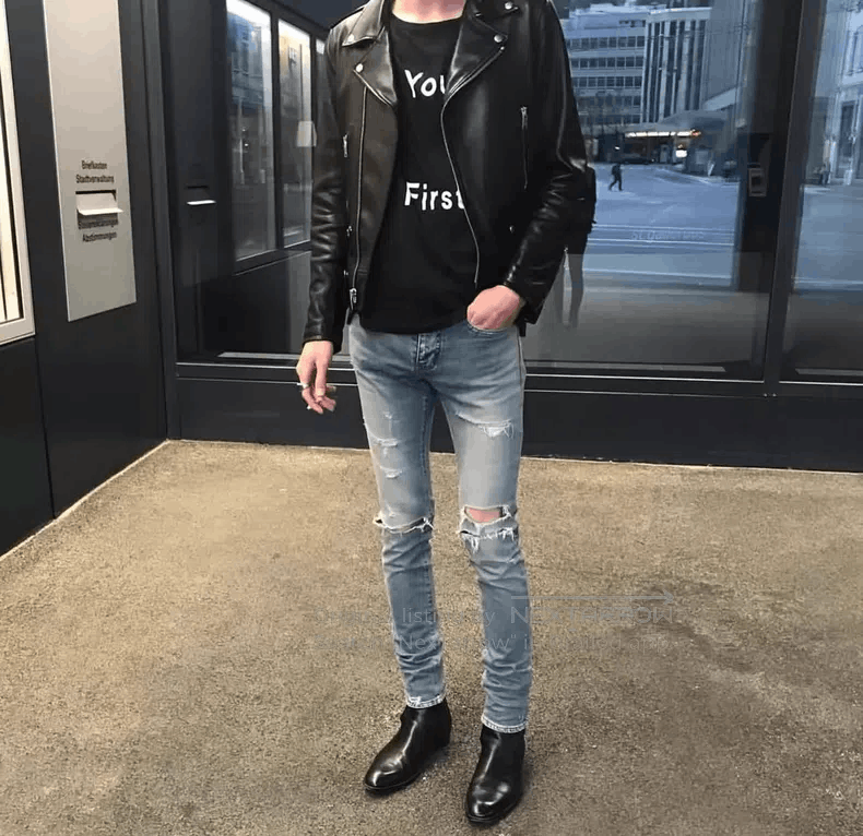 Saint Laurent Paris Saint Laurent Paris Light Blue and Yellow Mud Ripped Big D Size 25" / US 0 / IT 36 - 8 Thumbnail