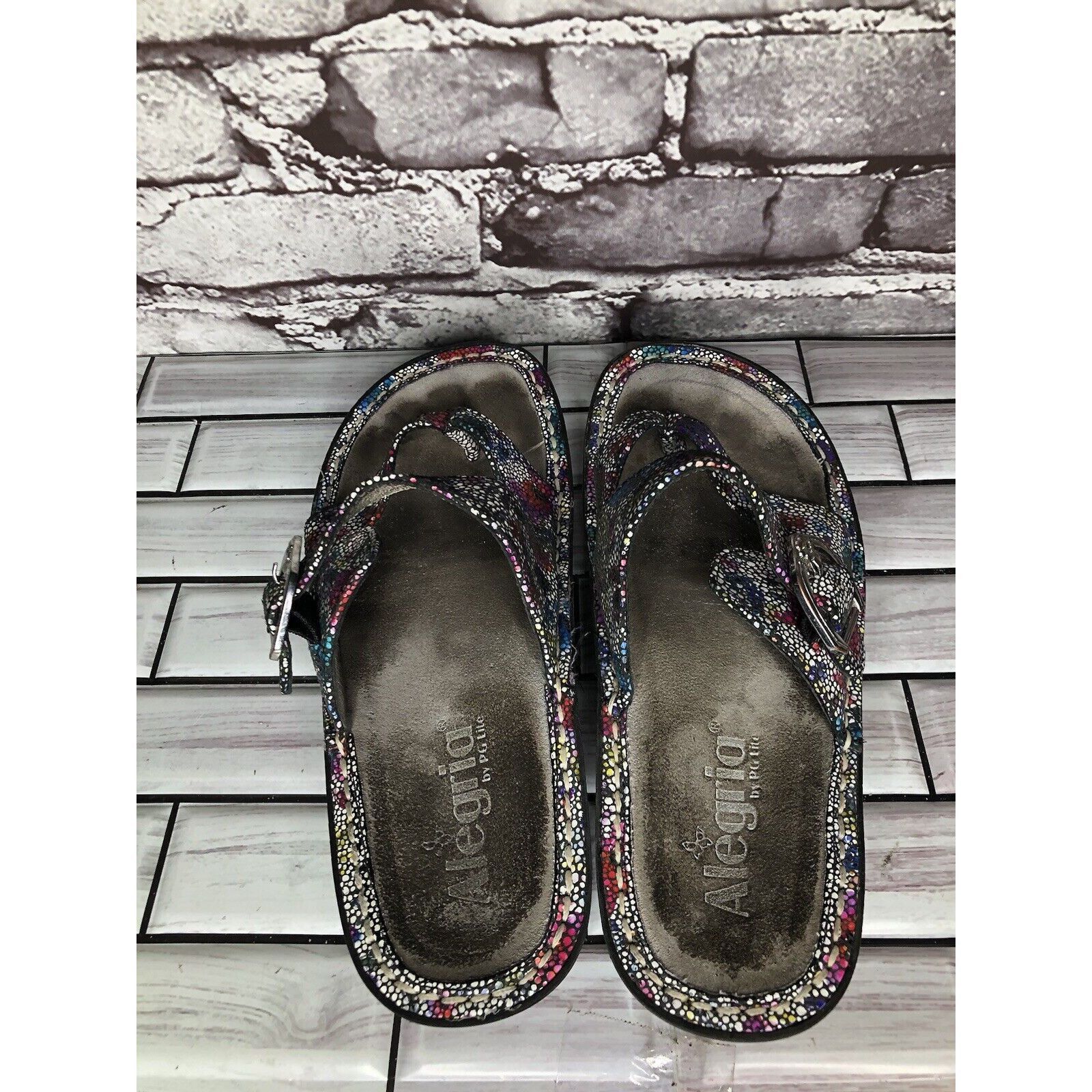 Allegri Alegria Floral Print Thong Strap Casual Wedge Sandals Women Size US 6 / IT 36 - 5 Thumbnail