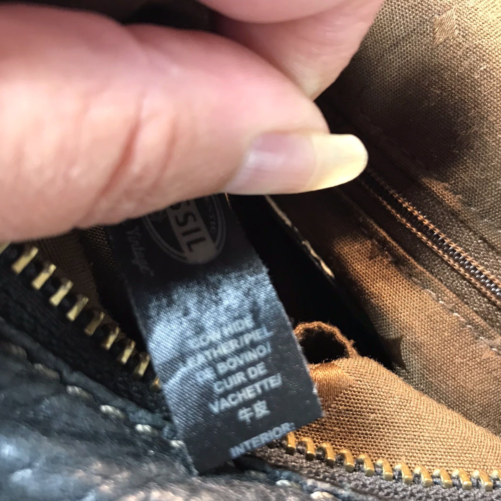 Fossil Fossil Crossbody Bag Women's Leather Medium Black Pockets Zipper Adjustable Strap 2000s Size ONE SIZE - 8 Thumbnail