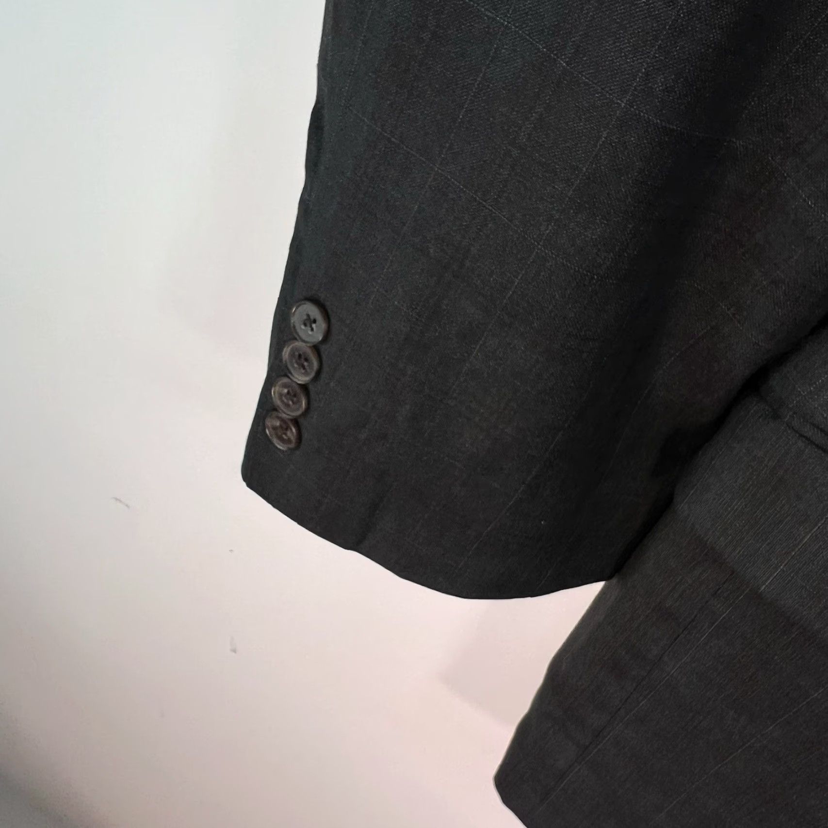 Vintage Rochester Blazer Jacket 54L Gray 100% Wool Tweed Check Single-Breasted Notch Lapel Four-Button Sleeve Mens Big & Tall Canada Size 54R - 5 Thumbnail