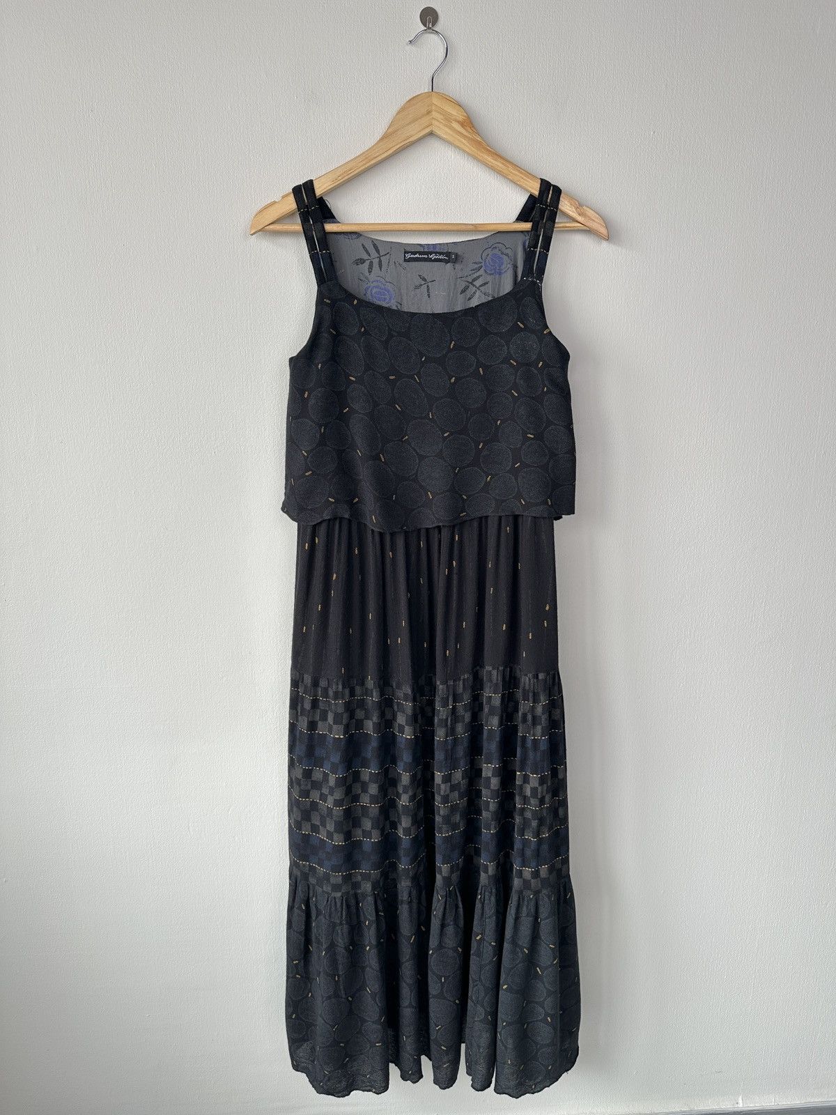 Gudrun Sjoden GUDRUN SJODEN Scandinavian Boho Layered Sun Dress Black Maxi Size S / US 4 / IT 40 - 1 Thumbnail
