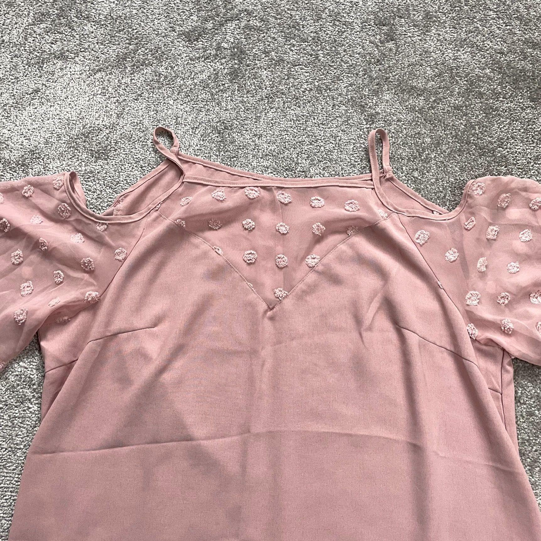 Shein SheIn Blouse Shirt Womens 2XL Pink Chiffon Cold Shoulder Short Sleeve - Lightweight, Casual, Breathable, Regular Fit Size XXL / US 16-18 / IT 52-54 - 3 Thumbnail