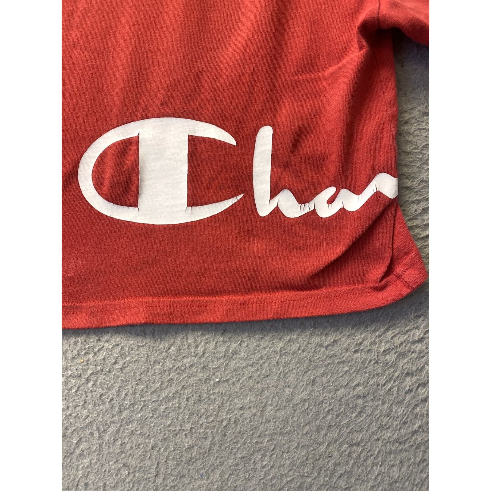 Champion Champion Shirt Women Cropped Short Sleeve XS Red Logo Casual 67-44 Size XS / US 0-2 / IT 36-38 - 2 Thumbnail