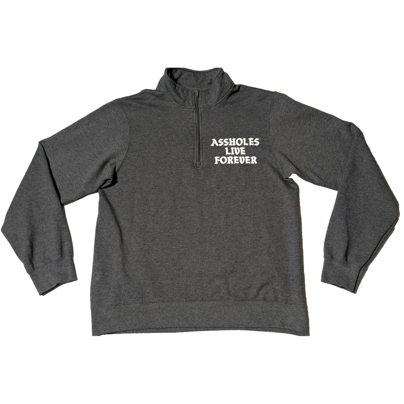 Olive A44880HOLES LIVE FOREVER Men Medium Gray Double-sided 1/4 Zip Pullover Sweatshirt Size US M / EU 48-50 / 2 - 2 Thumbnail