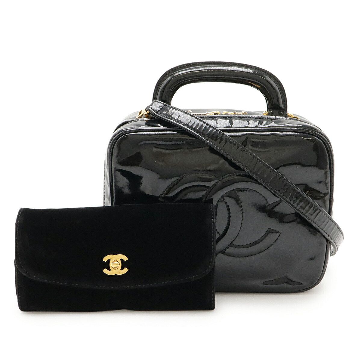 Chanel Chanel Chanel Coco Mark Patent Leather 2way Bag Enamel Vanity Bag A07060 DUTY FREE for USA Size ONE SIZE - 1 Thumbnail