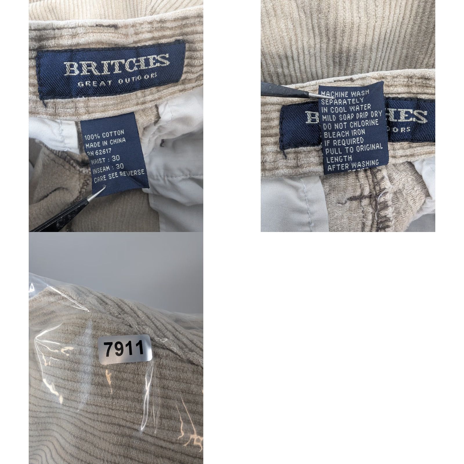 Greats Britches Mens 30x20 Beige Corduroy Cotton Pleated Pants Vintage Dress Pants Straight Leg XS? Size US 28 / EU 44 - 9 Thumbnail