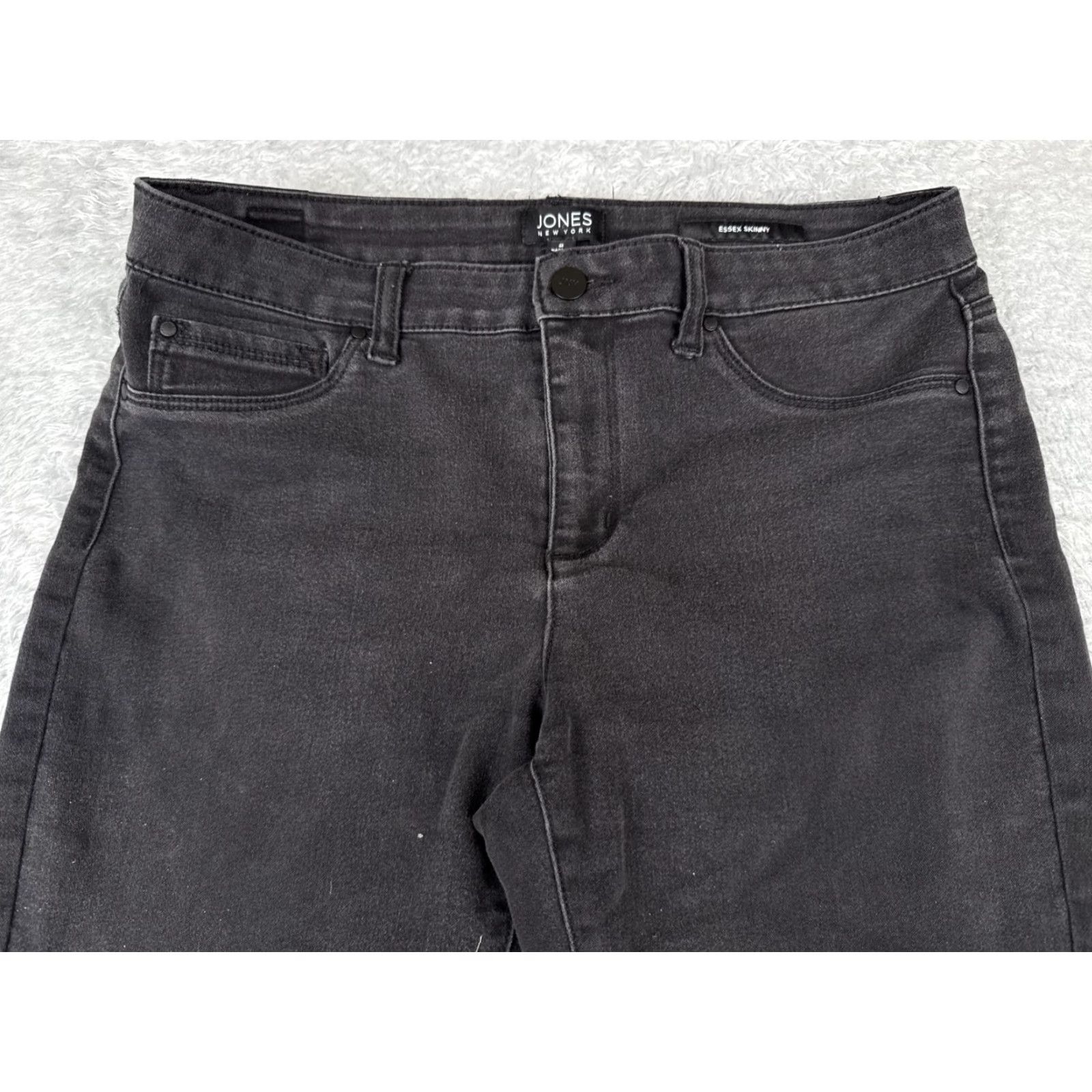Jones New York Jones New York Jeans Womens 8 Black Denim Mid Rise 30x28 Skinny 5-Pocket Distressed Cotton Denim Rock Southwestern Mens Womens Girls? Wait ends. Size 30" / US 8 / IT 44 - 4 Thumbnail