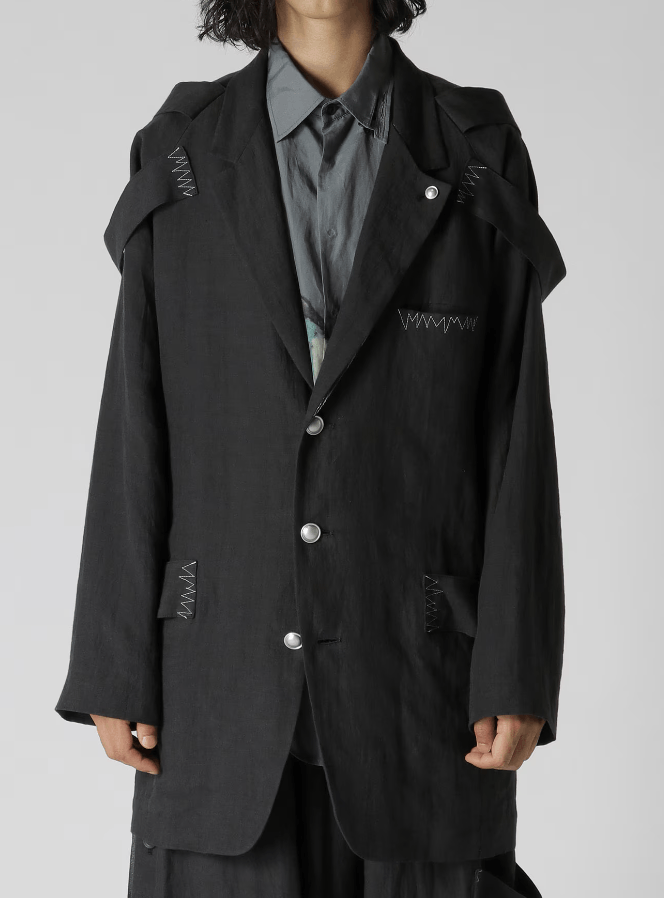 Yohji Yamamoto Yohji Yamamoto Pour Homme LINEN SHOULDER EPAULET ZIGZAG JKT Size US M / EU 48-50 / 2 - 10 Thumbnail