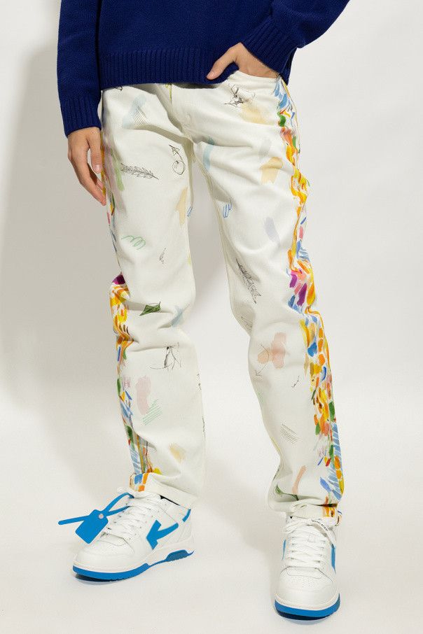 Casablanca White Work In Progress Paint Straight Jeans Size US 27 - 2 Thumbnail