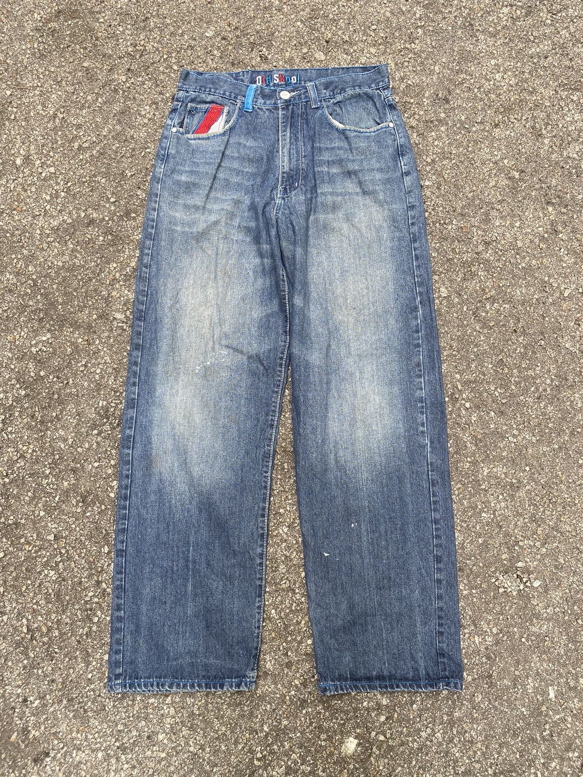 Southpole Vintage Y2K Baggy Faded Blue Jeans Embroidered Old Skool Size US 32 / EU 48 - 3 Thumbnail