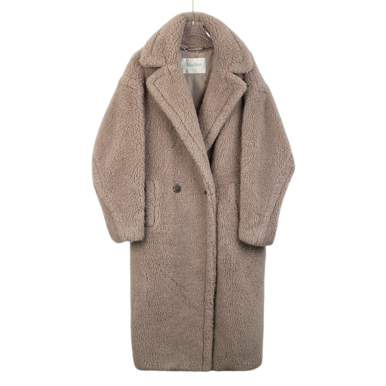 Maxmara S-Class Teddy Alpaca Double-Breasted Coat With Lapel