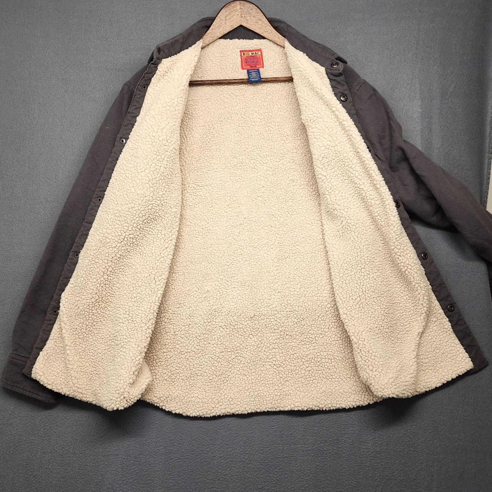 JCPenney VINTAGE Big Mac Shacket Jacket Mens Medium Gray Sherpa Lined Snap JC Penney Workwear Size US M / EU 48-50 / 2 - 3 Thumbnail
