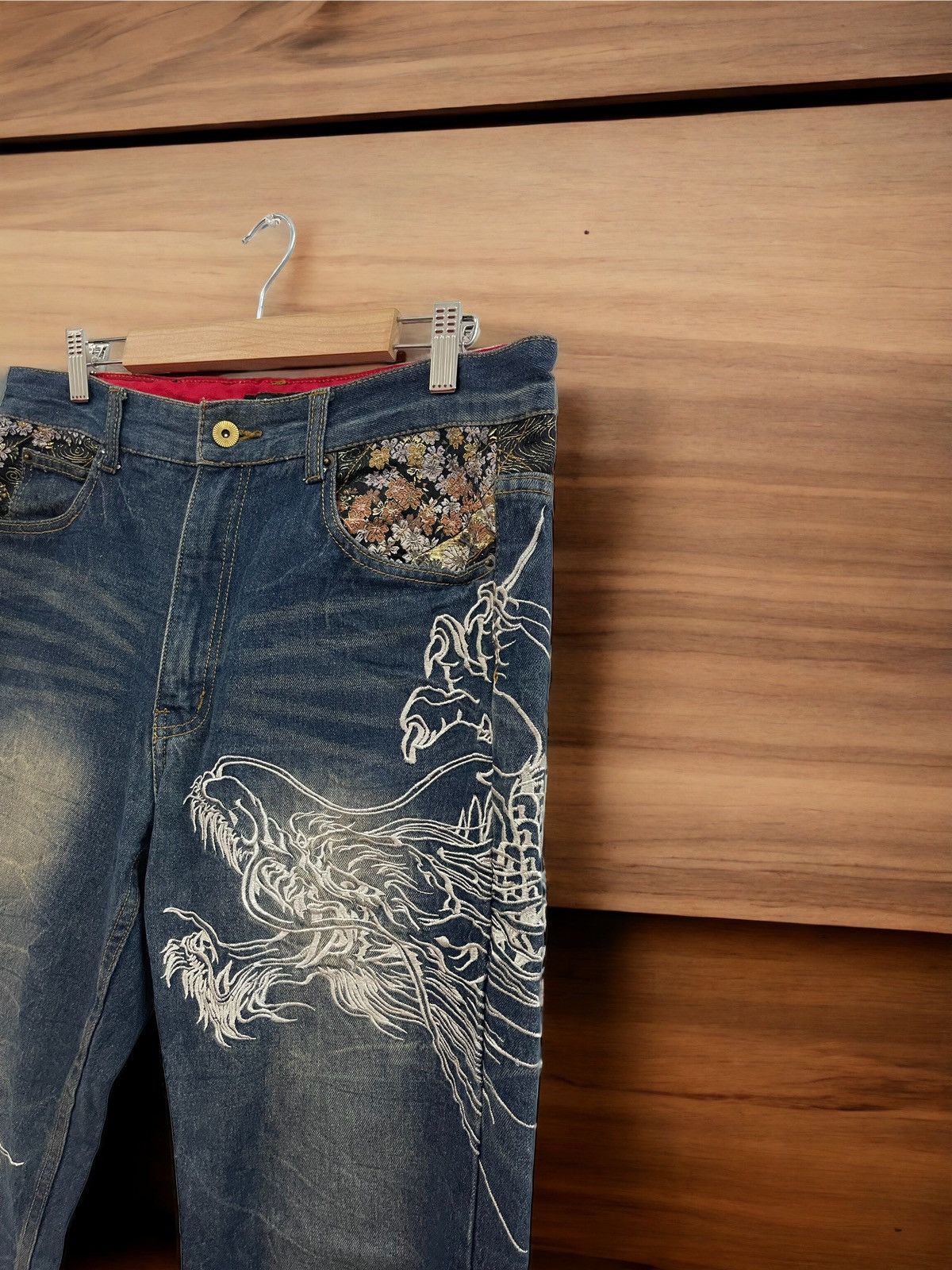 Japanese Brand × Vintage Vintage Japanese Hishyouhakurei Dragon Embroidery Jeans Size US 33 - 5 Thumbnail