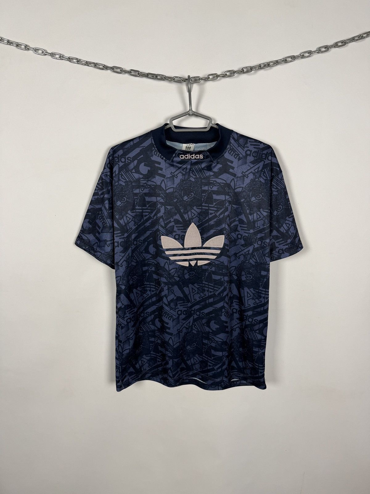 Adidas Adidas Vintage 90s Big Logo Jersey Soccer Tee Made in U.K. Size US L / EU 52-54 / 3 - 1 Thumbnail
